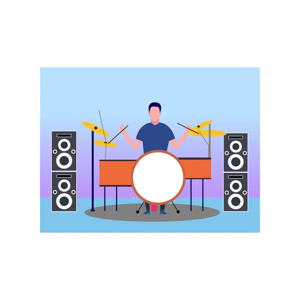 stock vector The boy is playing the drum.