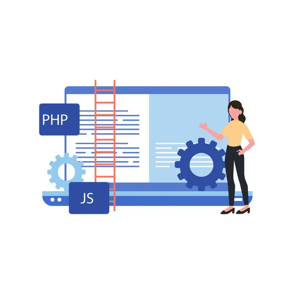 Girl Doing Php Coding — Stock Vector