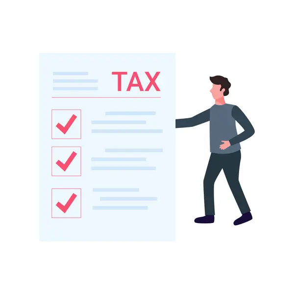 Garçon Regarde Liste Des Impôts — Image vectorielle