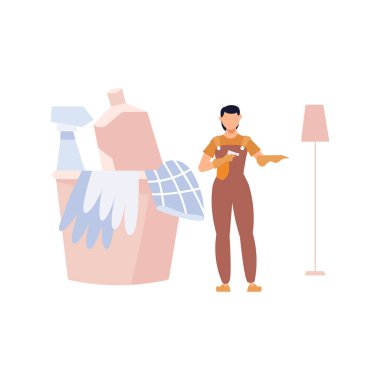 Çocuk mobilyaları temizliyor..