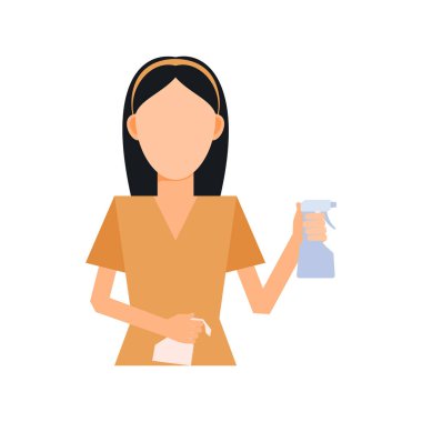 Kızın elinde duş ve bez var..