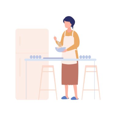 The girl is cooking.