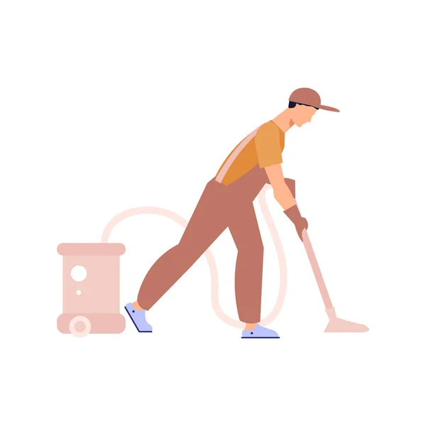 stock vector The boy is sweeping the floor.