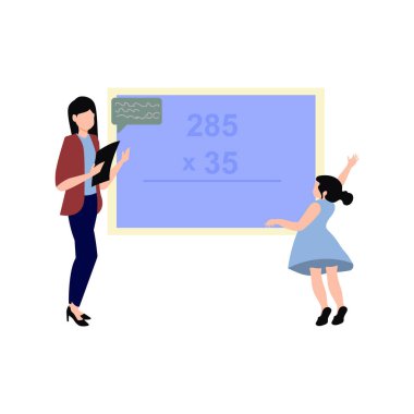 Kız matematik öğretiyor..