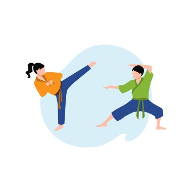 Kız karate çalışıyor..