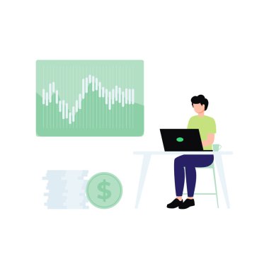 Çocuk bir ticaret grafiği üzerinde çalışıyor..