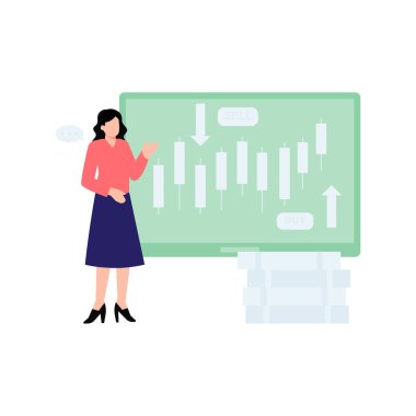 Kız ticaret kurulunun yanında duruyor..