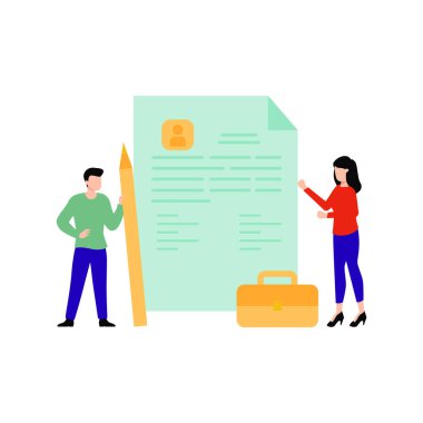 Oğlan ve kız belgelere bakıyor..