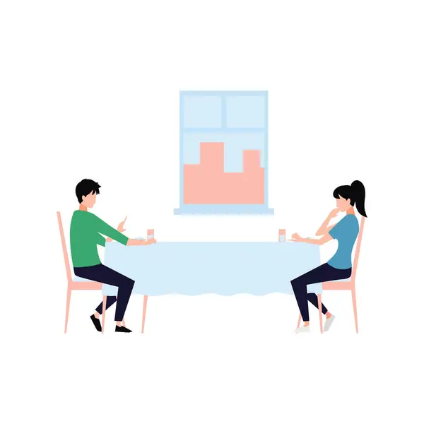 Couple Sitting Restaurant — Stock Vector