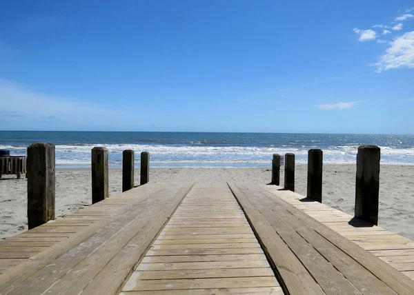 Drewniany Pokład Plaży Północnej Karoliny — Zdjęcie stockowe