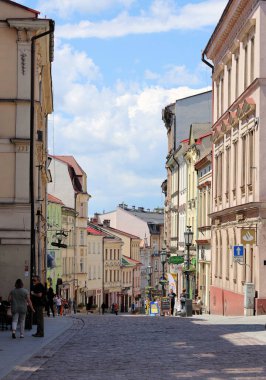 Cieszyn Polonya 'daki Eski Şehir' in tepeli sokakları