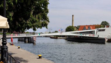 Modern swing bridge in Gdansk Poland