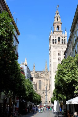 Bell Tower of historical Cathedral in Sevilla Spain