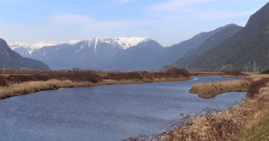 Breezy day in the valley between mountains