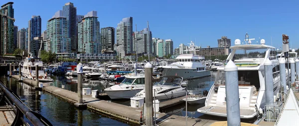 Marina Port Charbon Vancouver Avec Toile Fond Ville — Photo