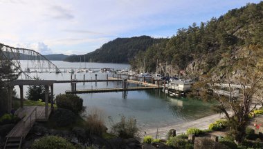 Pender Adası Kanada koyunda huzurlu bir yat limanı