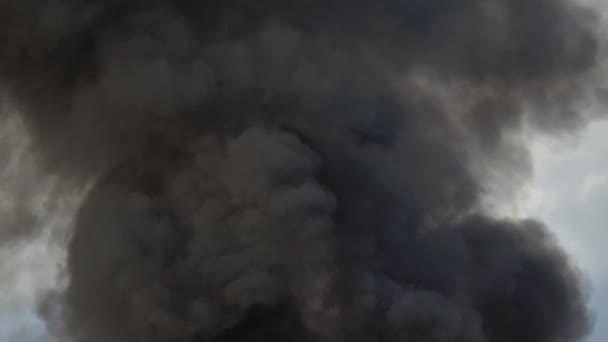 Büyük Koyu Duman Bulutu Büyük Bir Yangınından Havaya Yükseliyor Yüksek — Stok video