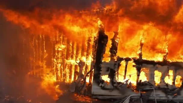 Massive Flames Escape Small Home Completely Engulfed Flames Slow Motion — Vídeo de Stock