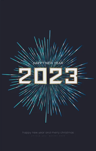 新年快乐2023横幅的概念 新夜横幅2023 彩色闪光灯隔离图形设计模板 — 图库矢量图片