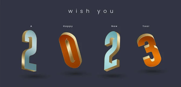 Feliz Año Nuevo 2023 3Ds Letters Color Degradado Deseamos Feliz — Vector de stock