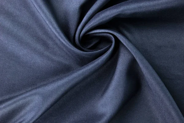 Kumaşın Yüzeyinde Koyu Mavi Dalgalı Yumuşak Kıvrımlar Giysi Kumaş Tasarımları — Stok fotoğraf