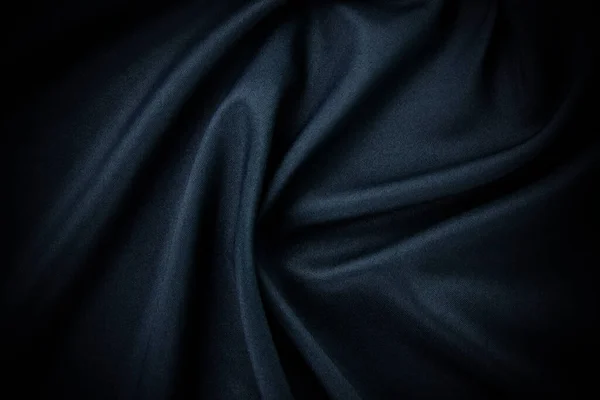现代深色渐变蓝色绸缎背景 亮晶晶织物上漂亮的软褶皱 华丽的背景色 带有文字间距 — 图库照片