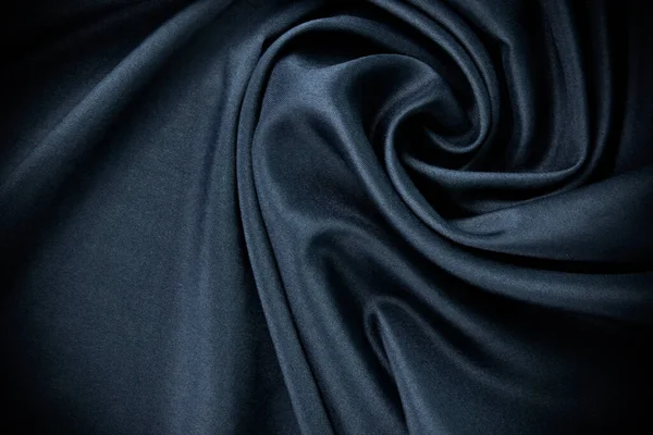 Tissu Lisse Bleu Foncé Élégante Soie Satin Tissu Luxe Texture — Photo