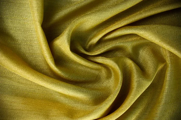 Темно Золотой Волнистый Ткань Ткань Дизайн Фона Роскошь Желтые Обои — стоковое фото