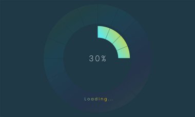 % 30 kullanıcı arayüzü yükleniyor, Bir Futuristik yükleme simgesi, renkli tap menüsü UI, İndirme işlemi için kullan, web tasarım şablonu, arayüz yükleme tasarımı.