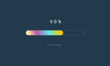 % 60 gökkuşağı yükleme çubuğu, luplouad kullanıcı arayüzü, renkli geleceksel yükleme sembolü, yükleme işlemi için bir UI, web tasarım şablonu, arayüz yükleme tasarımı.