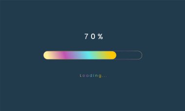 % 70 gökkuşağı yükleme çubuğu, luplouad kullanıcı arayüzü, renkli Geleceğe dönük yükleme sembolü, yükleme işlemi için UI, web tasarım şablonu, arayüz yükleme tasarımı.