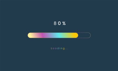 % 80 gökkuşağı yükleme çubuğu, luplouad kullanıcı arayüzü, renkli Geleceğe dönük yükleme sembolü, yükleme işlemi için UI, web tasarım şablonu, arayüz yükleme tasarımı.