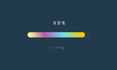 % 90 gökkuşağı yükleme çubuğu, luplouad kullanıcı arayüzü, renkli geleceksel yükleme sembolü, yükleme işlemi için bir UI, web tasarım şablonu, arayüz yükleme tasarımı.