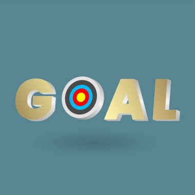 3D Hedef ve Gol, iniş sayfası, pankart işi 3D simgesi. Vektör illüstrasyonu.