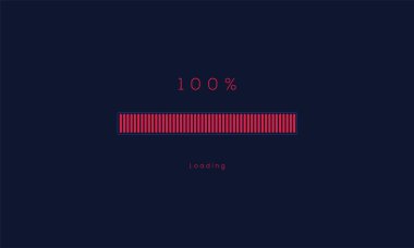 % 100 yükleme işleme çubuğu, kırmızı yükleme ve işleme çubuğu tasarımı.