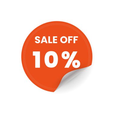 10 percent peeling sticker orange color for sale off promotion concept, orange circle price tag, poster vector illustration.