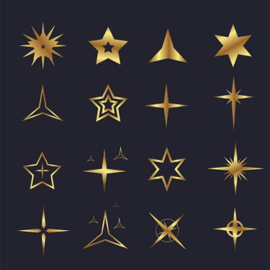 Luxury five angles star on dark background and Premium star button, option, chart and process button design. and premium dark level with gold color button, Vector illustration