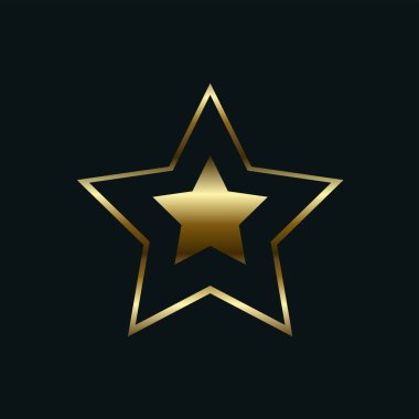 A premium star shape in gold color, golden star vector design on lback BG, used in icon, logo, level, step, and winner prize concept design