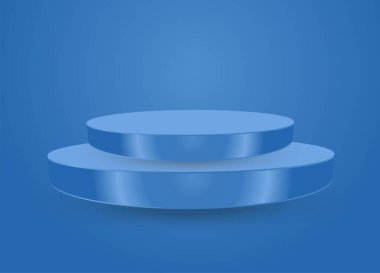 İki yığın Blue 3D sahne ya da podyum, ayağa kalk. Ürünleri göstermek için vektör aşaması