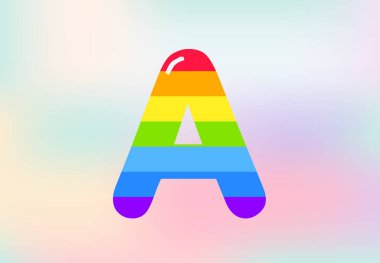 A Letter Rainbow patterns design, abstract rainbow letter for kids, love, family and scholl concept vector illustration design