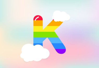 K Letter Rainbow patterns design, abstract rainbow letter for kids, love, family and scholl concept vector illustration design