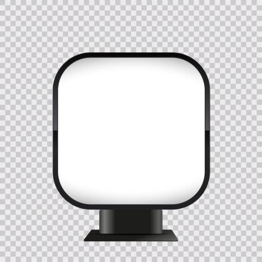 Circle square signage light box billboard. Vector black metal square lightbox, a sign box mockup for brand design template. Cafe, restaurant outdoor mock up on transparent background