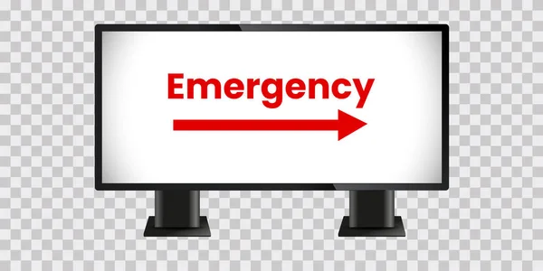 Long Lcd Display Mock Transparency Background Emergency Text Screen Digital - Stok Vektor