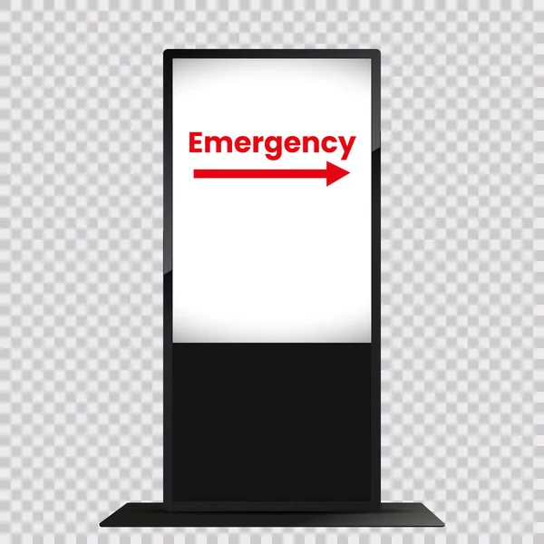Lcd Display Mock Transparency Background Emergency Text Screen Digital Kiosk — Stock Vector