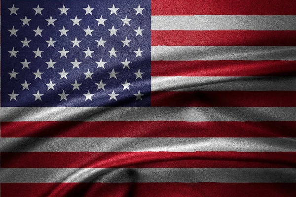 Κυματιστή Αμερικανική Σημαία Καμπυλωμένη Στον Άνεμο Σκούρο Φόντο — Φωτογραφία Αρχείου