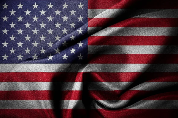 Κυματιστή Σκοτεινή Κοντινή Αμερικανική Σημαία — Φωτογραφία Αρχείου