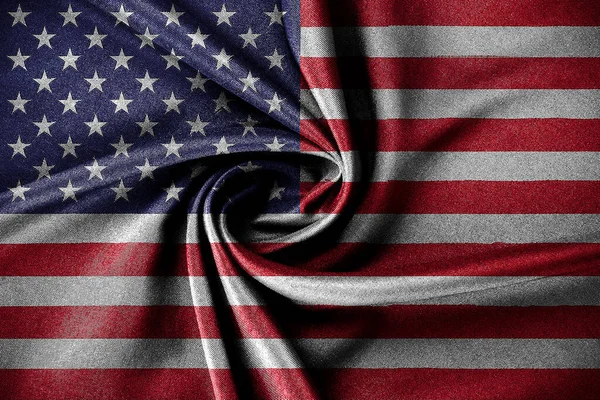 Bandeira Ondulada Escura Close Babados Bandeira Americana Ventoso — Fotografia de Stock
