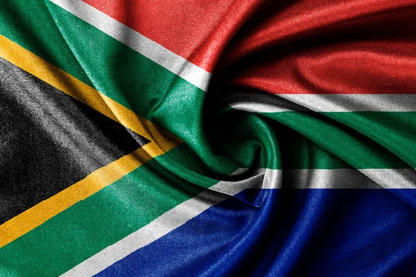 South Africa flag on fabric cotton flag, the curved Africa flag template design