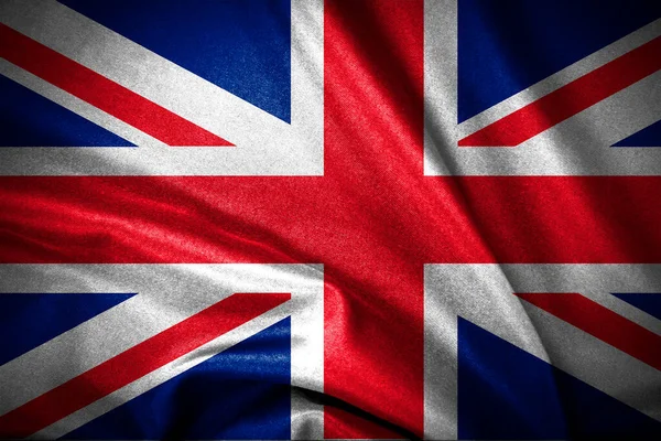 Κλείσιμο Της Βρετανικής Σημαίας Καμπύλο Σχήμα Βαμβάκι — Φωτογραφία Αρχείου