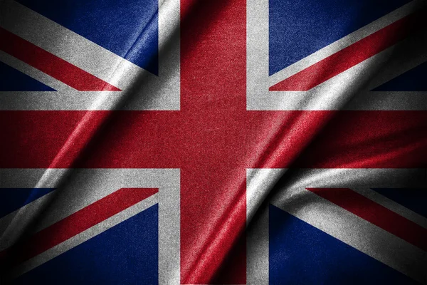 Κυματισμό Της Σημαίας Της Βρετανίας Μεταξωτή Σημαία Και Την Αγγλική — Φωτογραφία Αρχείου